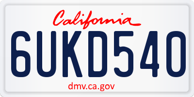 CA license plate 6UKD540