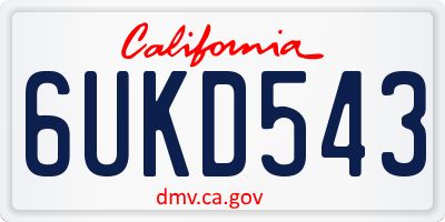 CA license plate 6UKD543
