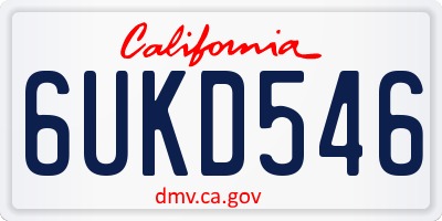 CA license plate 6UKD546