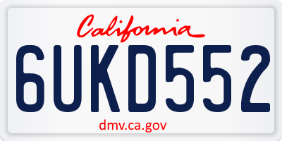 CA license plate 6UKD552