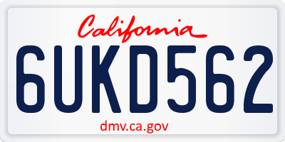 CA license plate 6UKD562