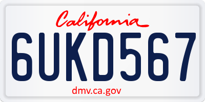 CA license plate 6UKD567