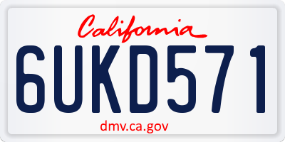 CA license plate 6UKD571