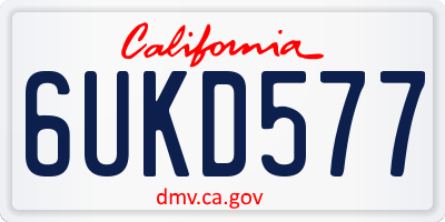 CA license plate 6UKD577