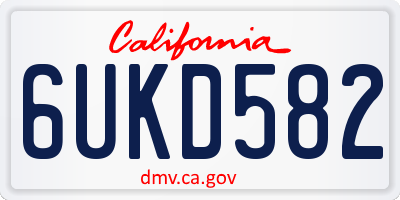 CA license plate 6UKD582