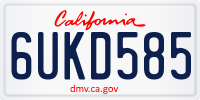 CA license plate 6UKD585