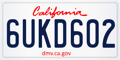 CA license plate 6UKD602