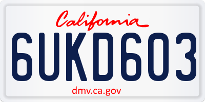 CA license plate 6UKD603