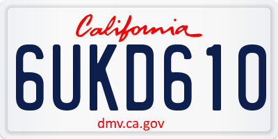 CA license plate 6UKD610