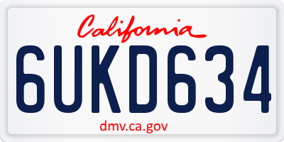 CA license plate 6UKD634