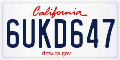 CA license plate 6UKD647