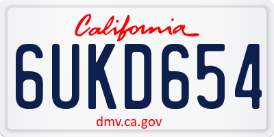 CA license plate 6UKD654
