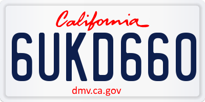 CA license plate 6UKD660