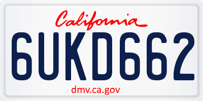 CA license plate 6UKD662