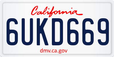 CA license plate 6UKD669