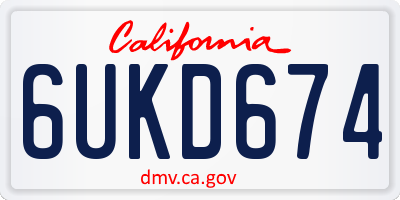 CA license plate 6UKD674