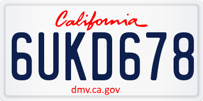CA license plate 6UKD678
