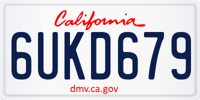 CA license plate 6UKD679