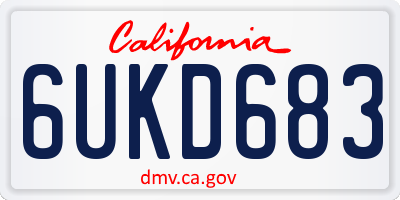CA license plate 6UKD683