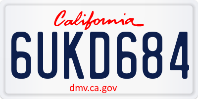 CA license plate 6UKD684