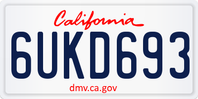 CA license plate 6UKD693