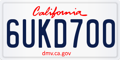 CA license plate 6UKD700