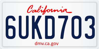 CA license plate 6UKD703