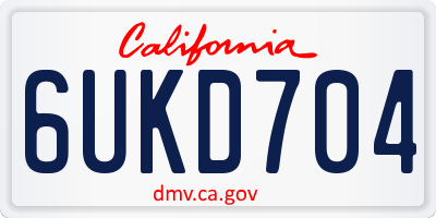 CA license plate 6UKD704