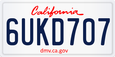 CA license plate 6UKD707