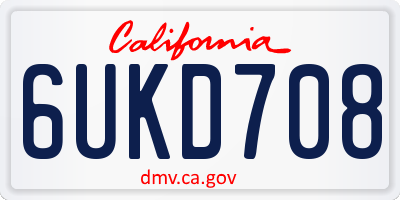 CA license plate 6UKD708