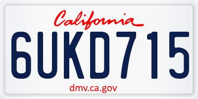 CA license plate 6UKD715