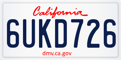 CA license plate 6UKD726