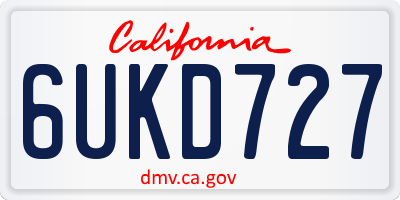 CA license plate 6UKD727