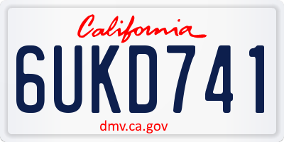 CA license plate 6UKD741