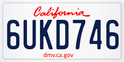 CA license plate 6UKD746
