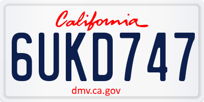 CA license plate 6UKD747