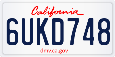 CA license plate 6UKD748