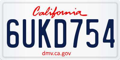 CA license plate 6UKD754