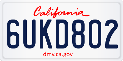 CA license plate 6UKD802