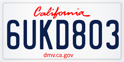 CA license plate 6UKD803