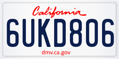 CA license plate 6UKD806