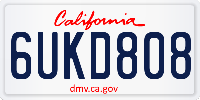 CA license plate 6UKD808