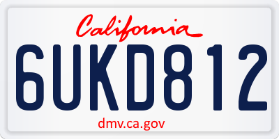 CA license plate 6UKD812
