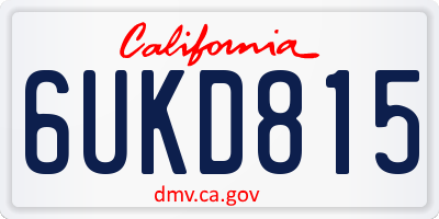CA license plate 6UKD815