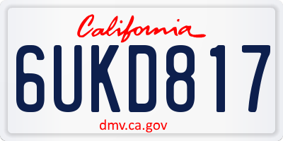 CA license plate 6UKD817