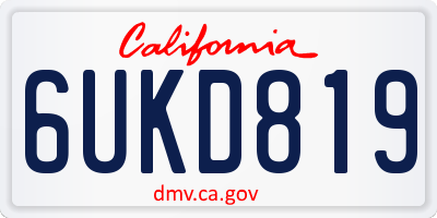 CA license plate 6UKD819