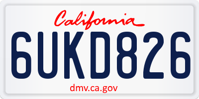 CA license plate 6UKD826