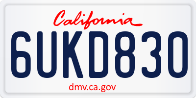 CA license plate 6UKD830