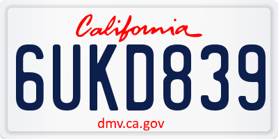 CA license plate 6UKD839