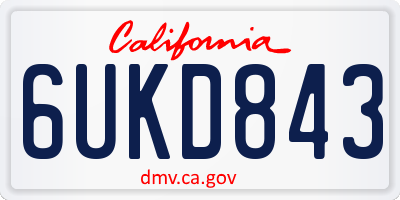 CA license plate 6UKD843